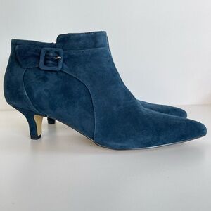 Elegant Blue Suede Ankle Boots